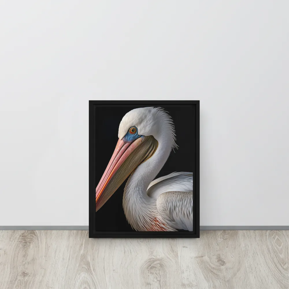 Elegance in White: The Pelican | Canvas with Black Frame | 11″×14″