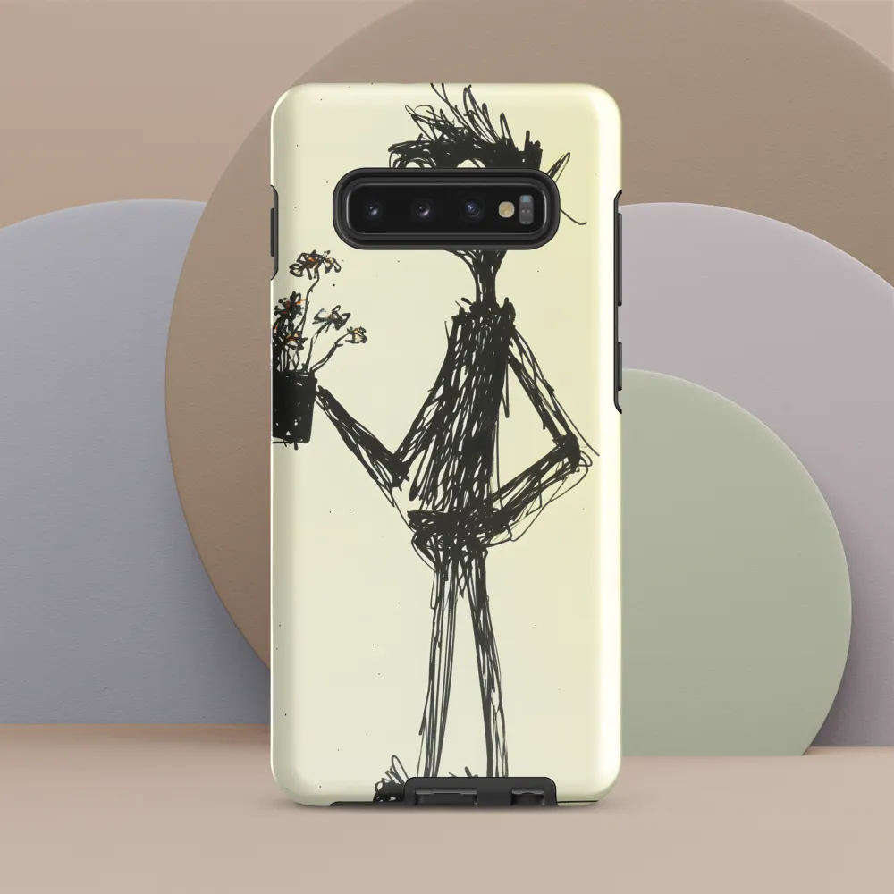 Whimsical Figure with Flowers | Phone Case |  S10 Plus | Tough Case | Glossy