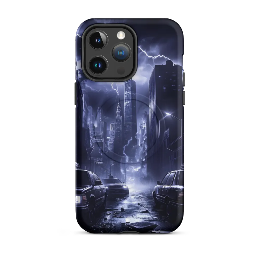 Stormy Cityscape: Shadows of the Night | Phone Case |  14 Pro Max | MagSafe® Tough Case | Matte