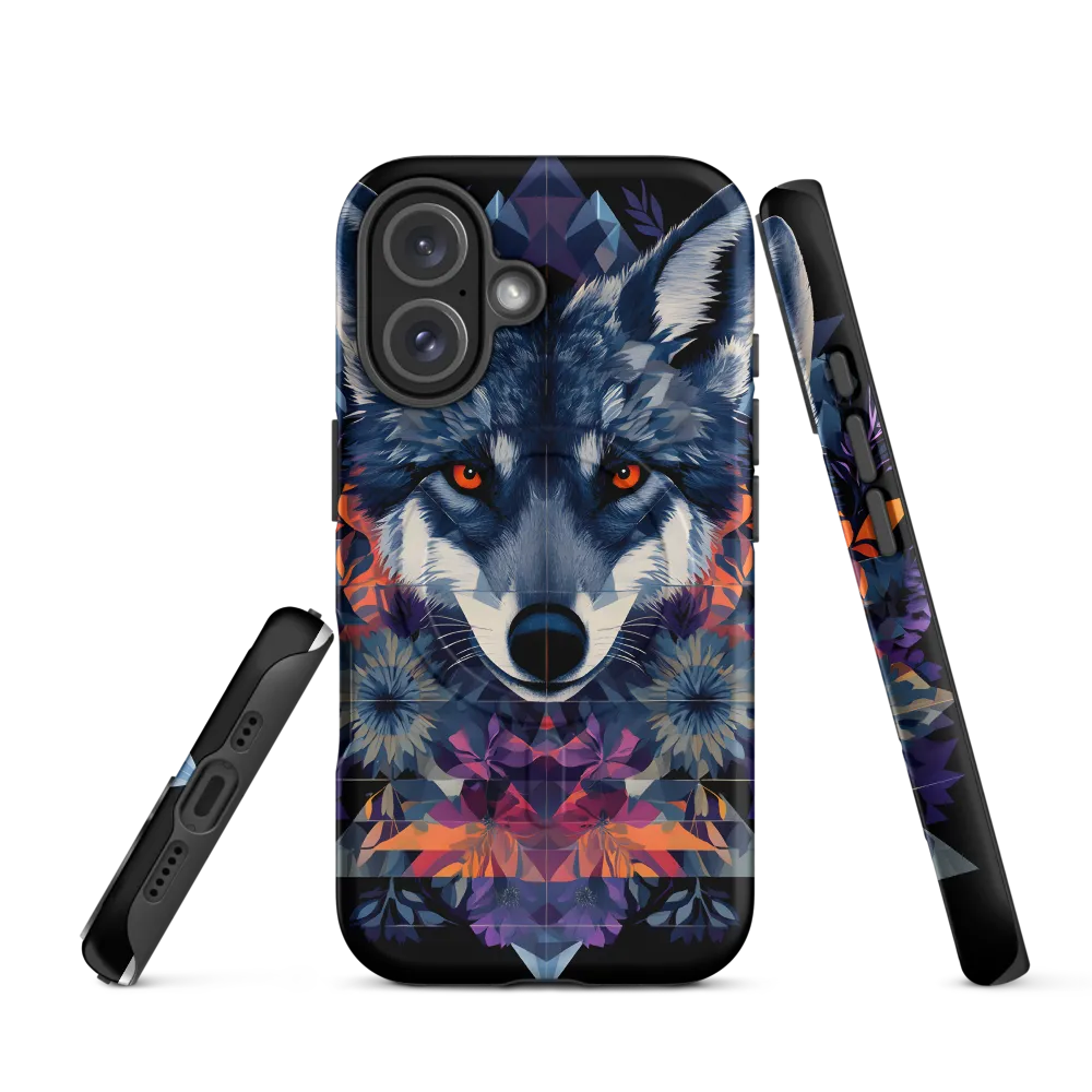 Mystical Wolf Amidst Floral Geometry