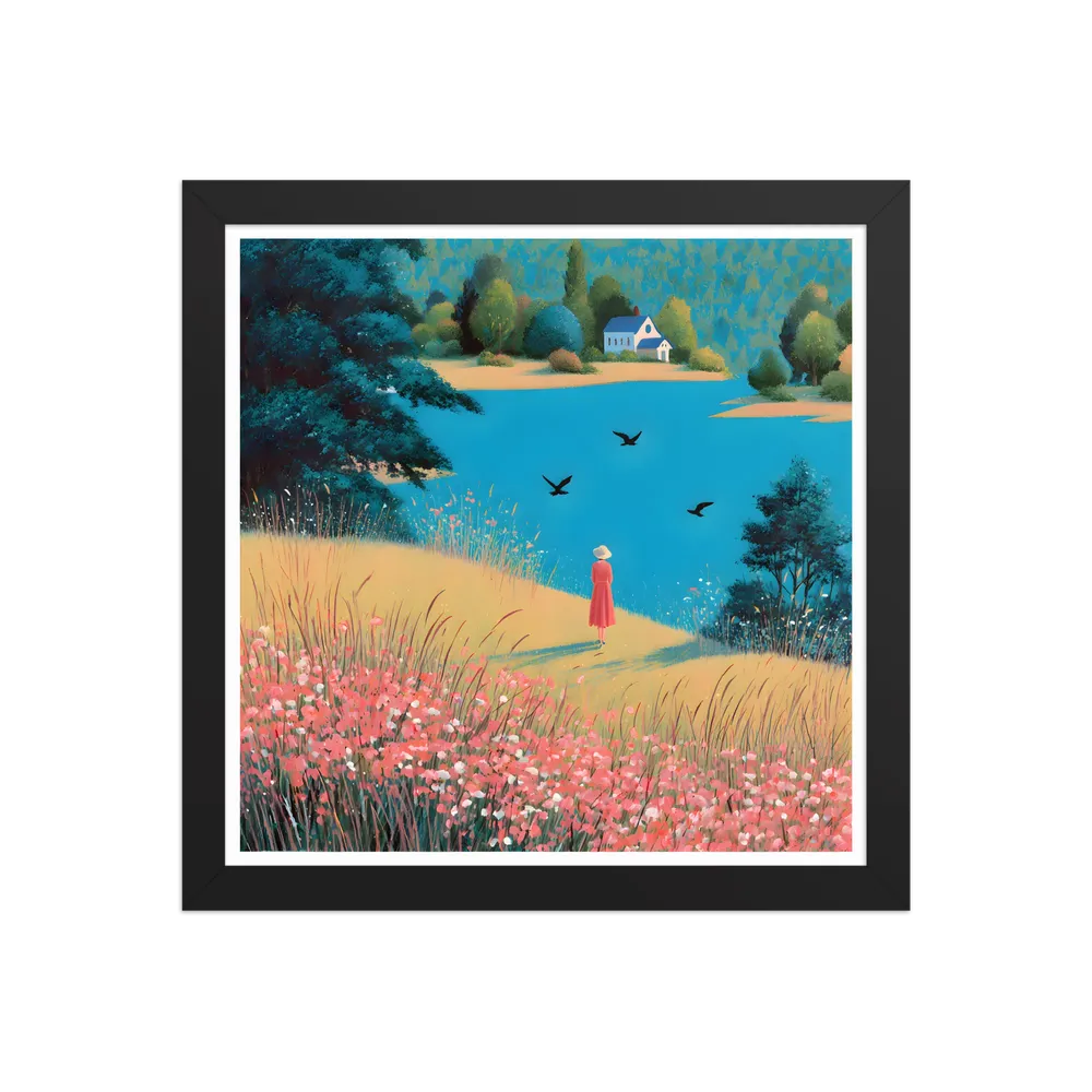 Lakeside Reverie 
 Poster with Black Frame | 12″x 12″