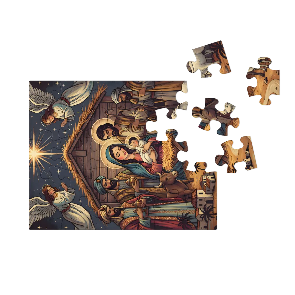 Nativity at the Manger 
 Jigsaw Puzzle in Tin Box