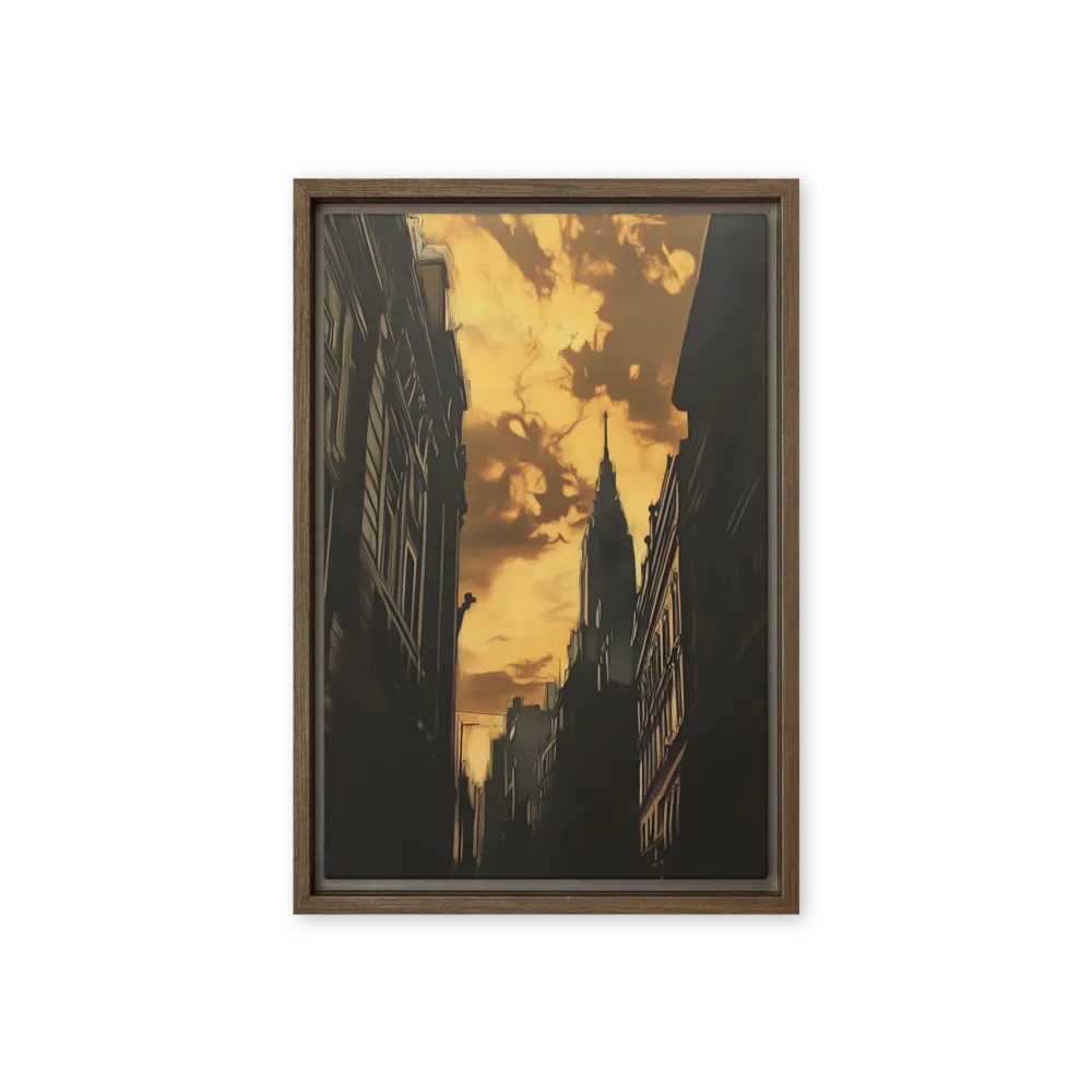 The Twilight Streets | Canvas with Brown Frame | 12″×18″
