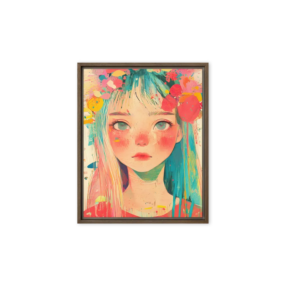 Whimsical Blossom | Canvas with Brown Frame | 8″×10″