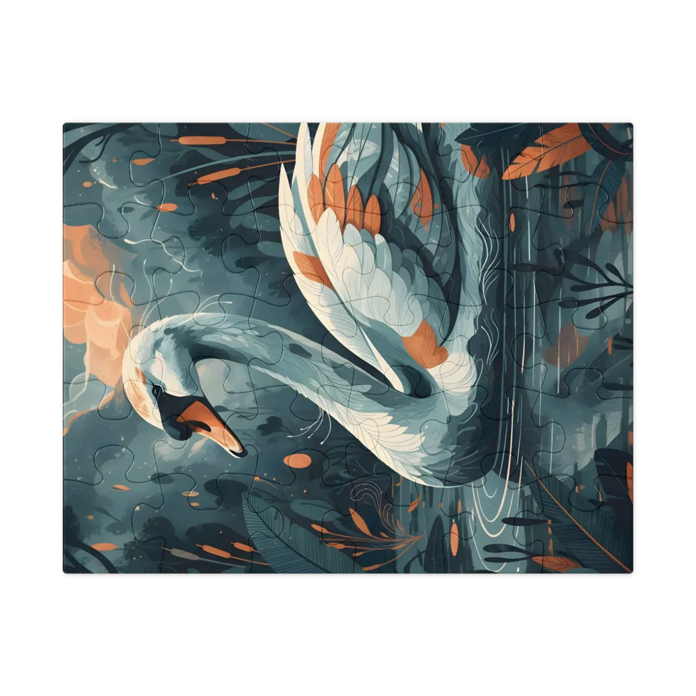 Twilight Swan 
 Jigsaw Puzzle in Tin Box