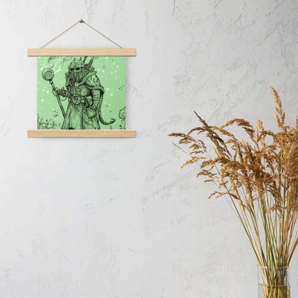 The Enigmatic Wizard | Poster With Oak Wood Hanger | 10″×10″