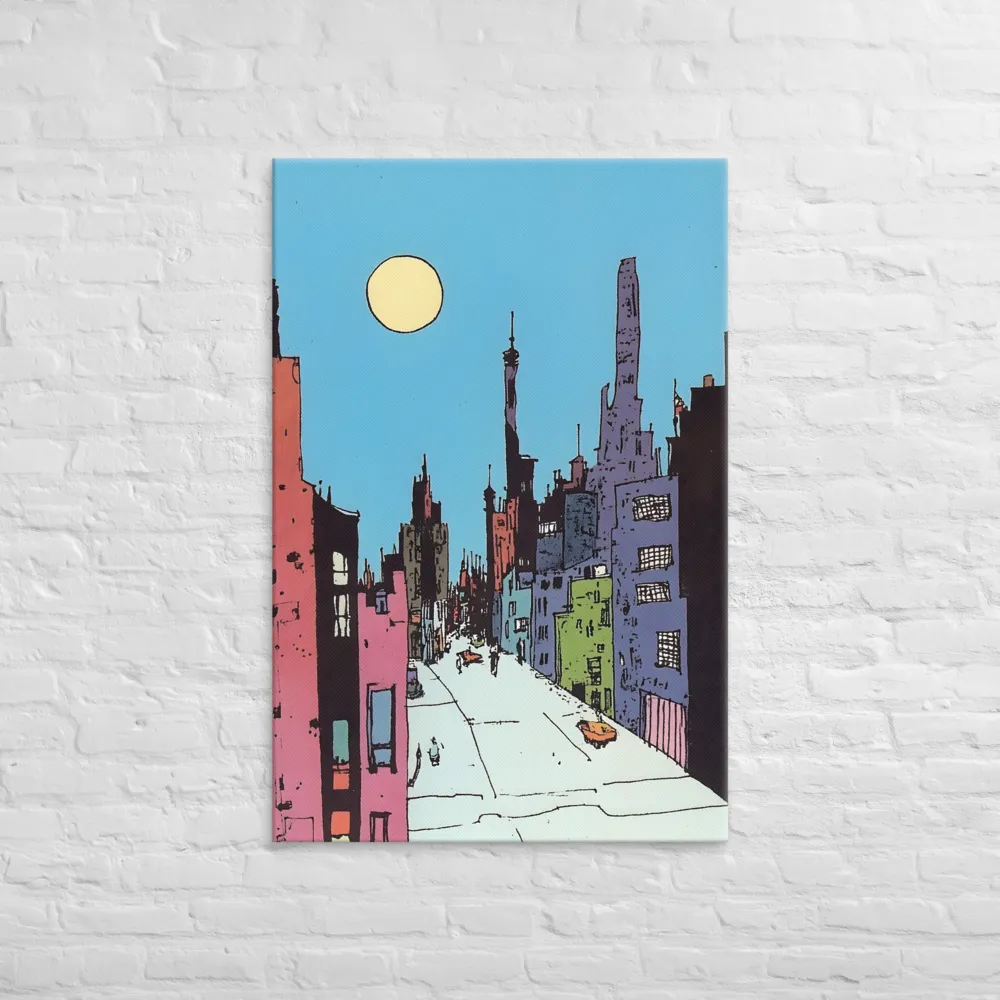 Vibrant Cityscape under the Moon | Canvas | 32″×48″