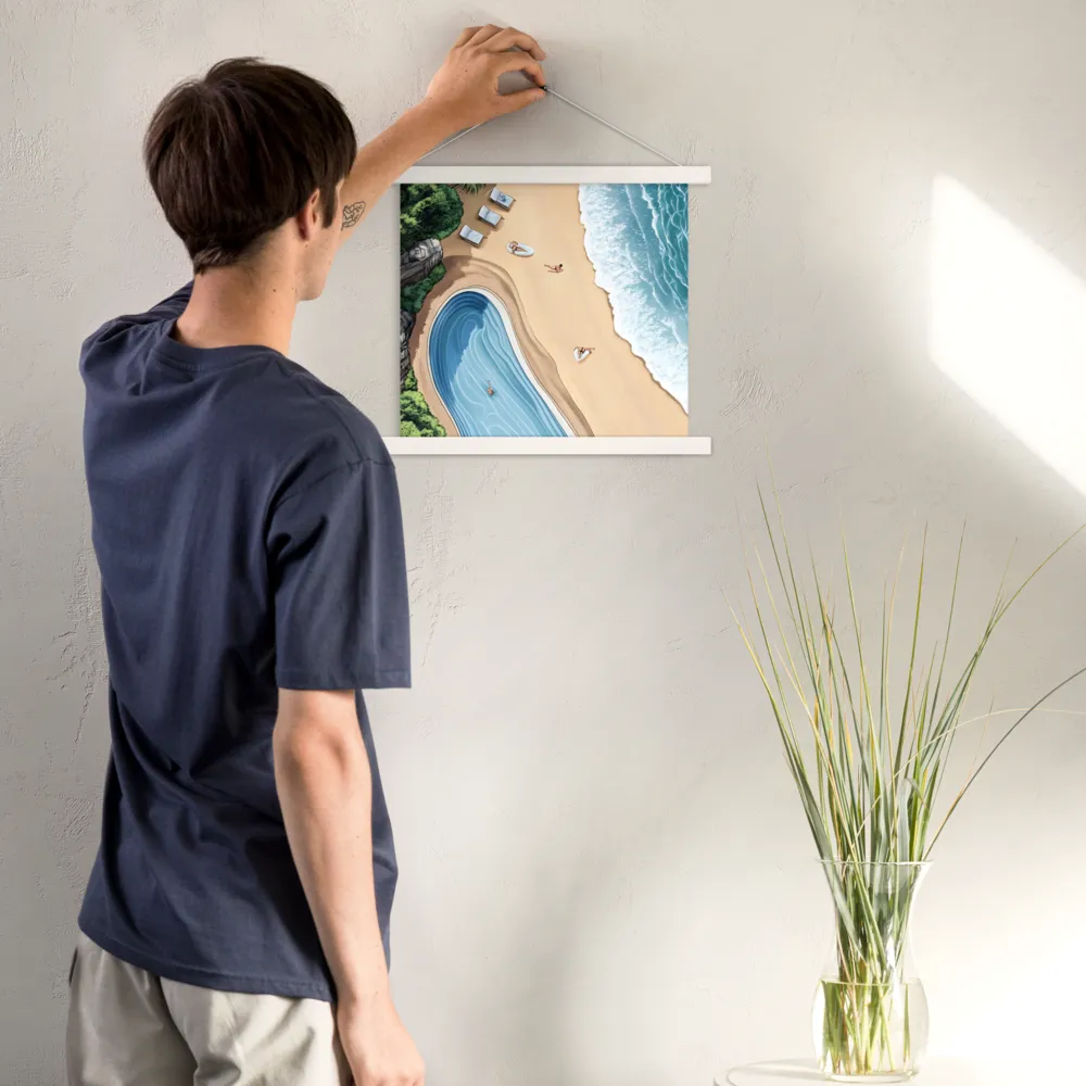 Serenity by the Shore | Poster With White Wood Hanger | 14″×14″