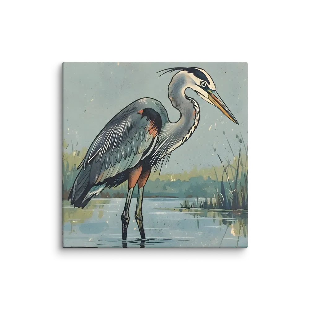 Heron in the Marsh 
 Canvas | 18″x 18″