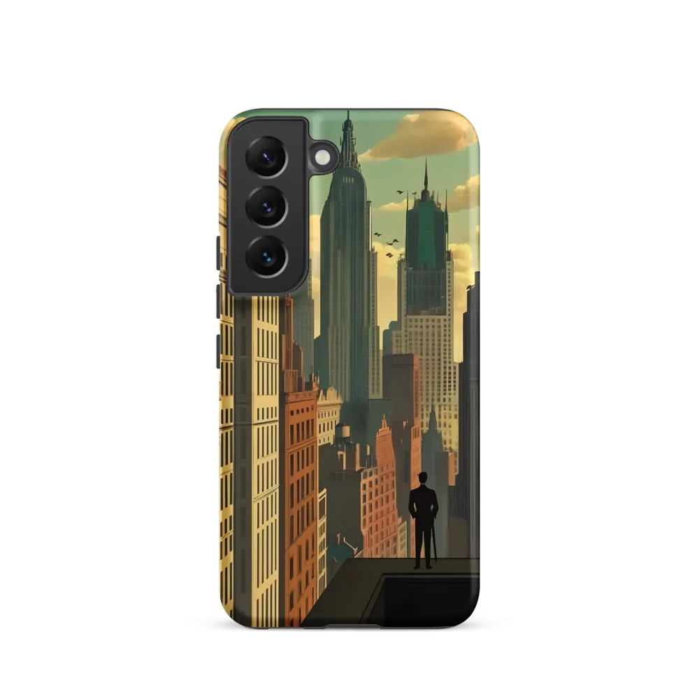 Urban Dreams: A Silhouette in Art Deco Cityscape