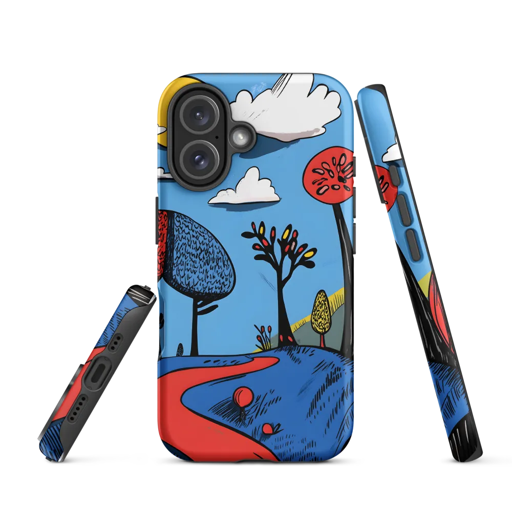 Whimsical Pathways Through a Colorful Landscape | Phone Case |  16 | Tough Case | Matte