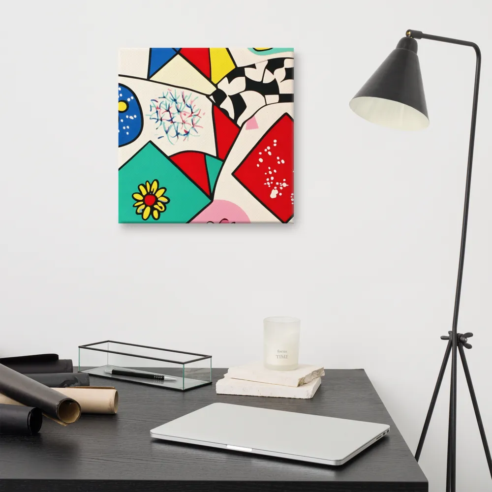 Joyful Geometry: A Playful Dance of Shapes and Colors | Canvas | 16″×16″