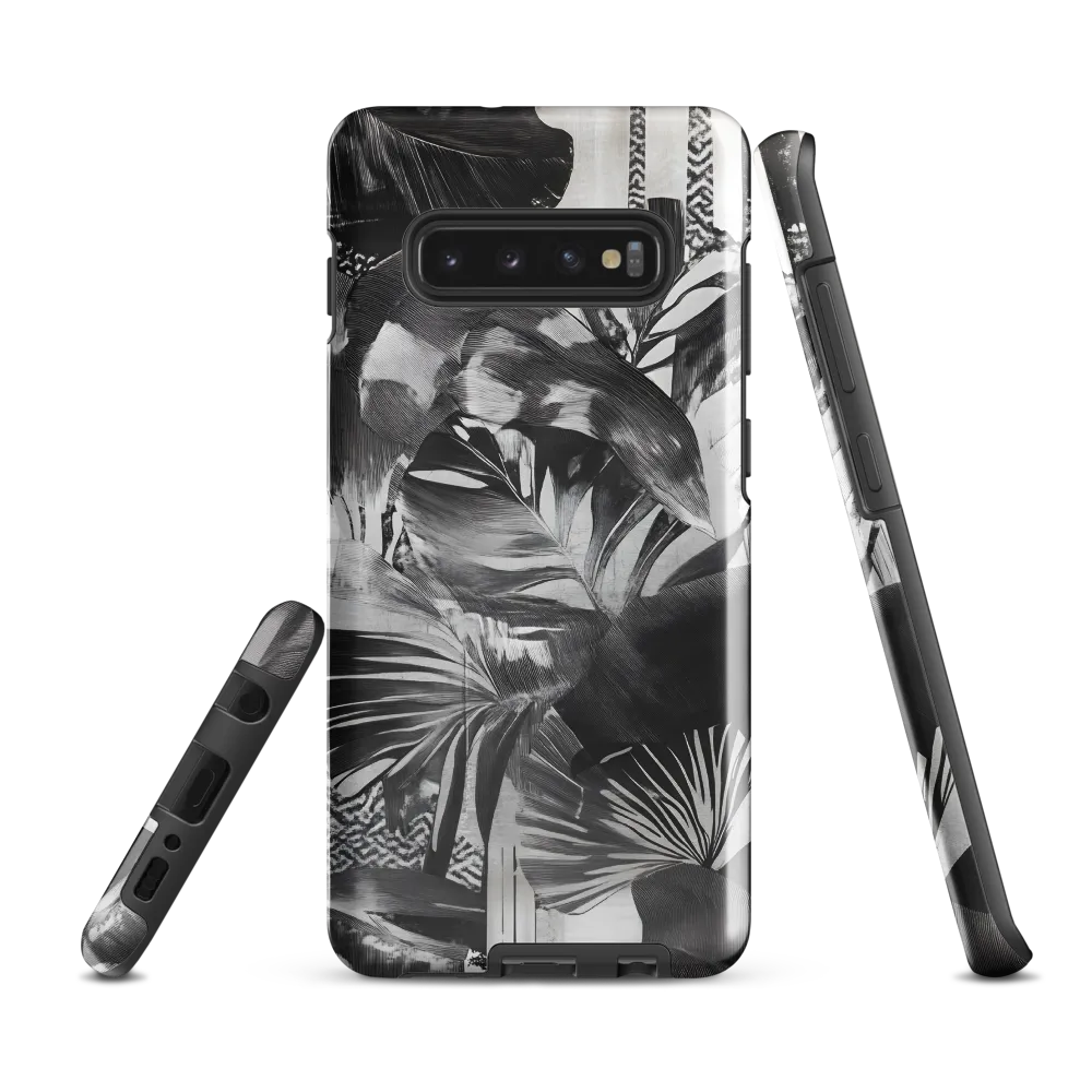 Monochrome Serenity in Tropical Foliage | Phone Case |  S10 Plus | Tough Case | Glossy