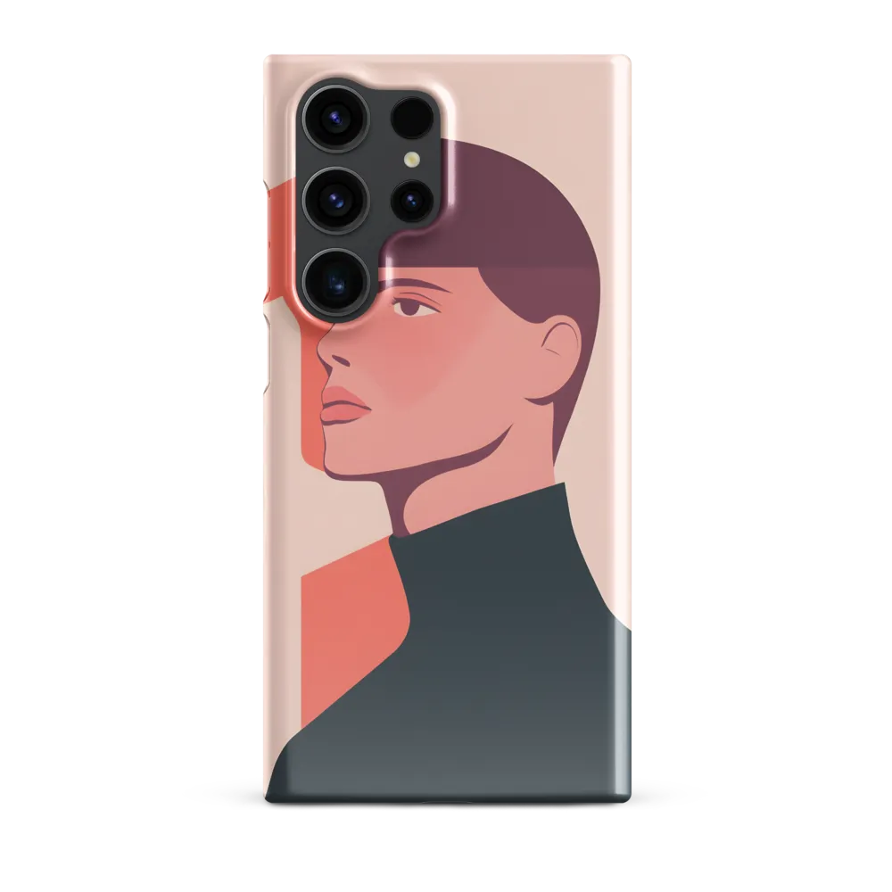 Contemplative Portrait in Minimalism | Phone Case |  S23 Ultra | Snap Case | Glossy