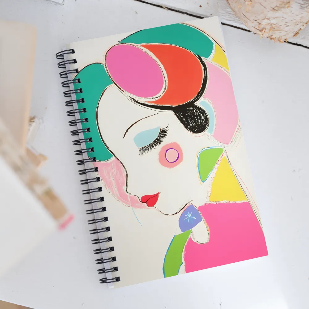 Whimsical Portrait in Colorful Abstraction | Spiral Notebook