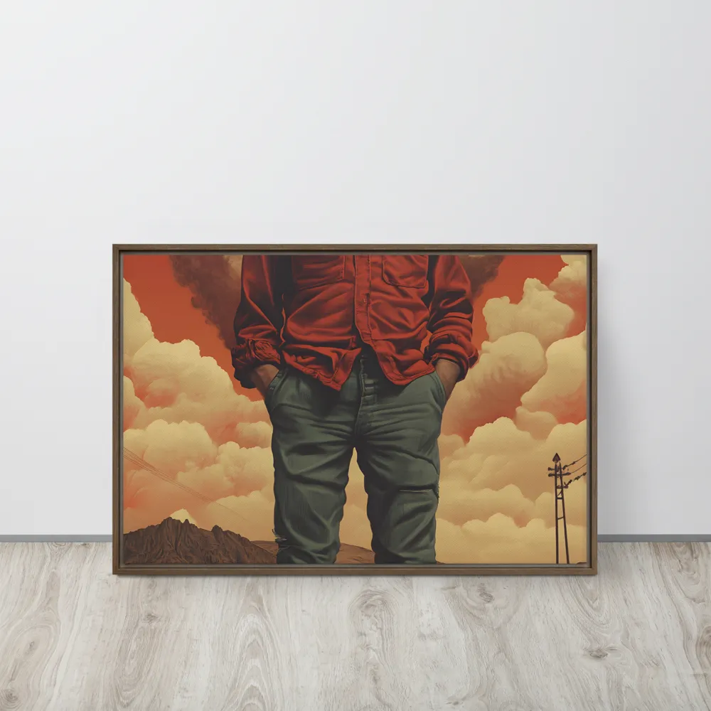 Defiant Spirit in a Surreal Landscape | Canvas with Brown Frame | 20″×30″