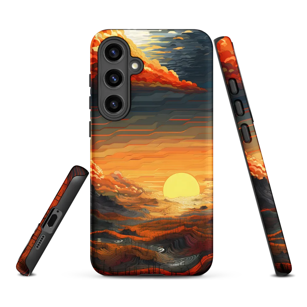 Ethereal Sunset: A Serene Landscape in Flowing Forms | Phone Case |  S24 Plus | Tough Case | Matte