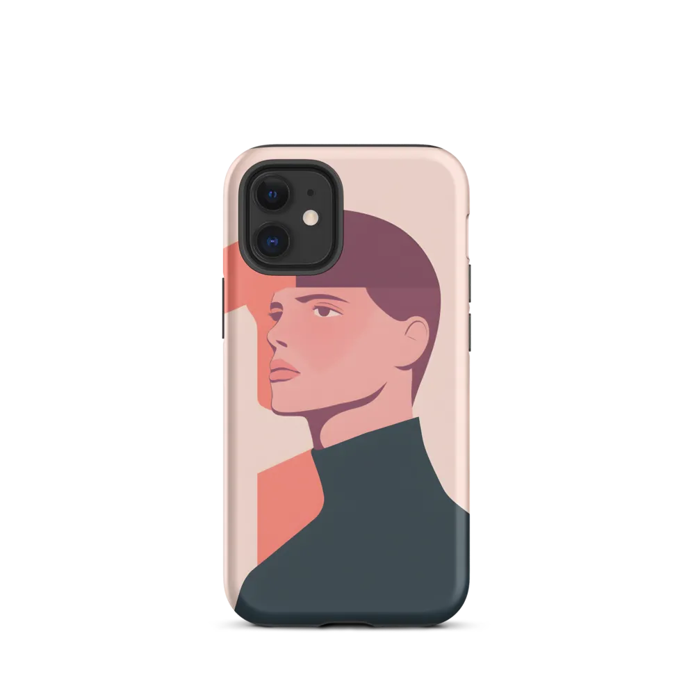 Contemplative Portrait in Minimalism | Phone Case |  12 mini | Tough Case | Matte