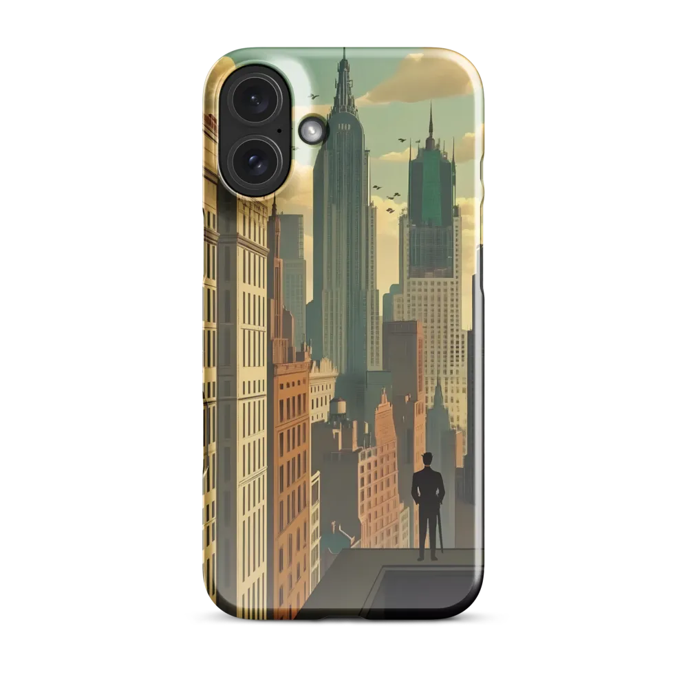Urban Dreams: A Silhouette in Art Deco Cityscape