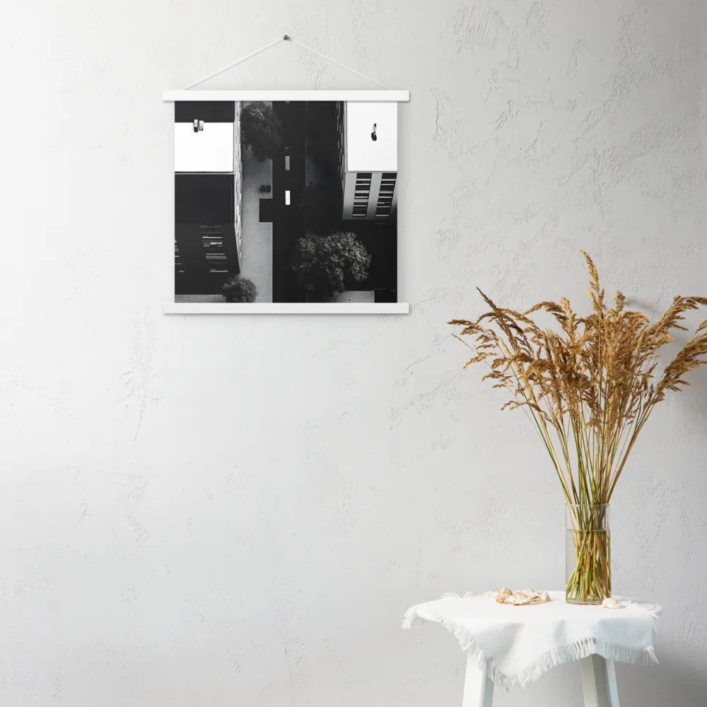 Urban Serenity from Above | Poster With White Wood Hanger | 18″×18″