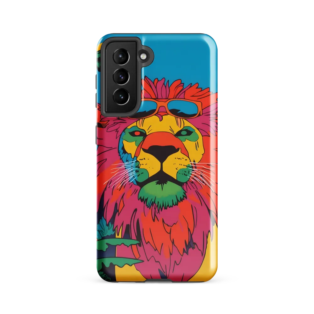 Lion with Sunglasses: A Vibrant Tropical Portrait