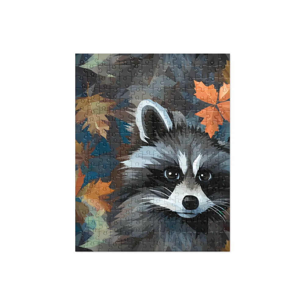 Whispers of Autumn: The Raccoon's Gaze | Jigsaw Puzzle | 252/520 pieces