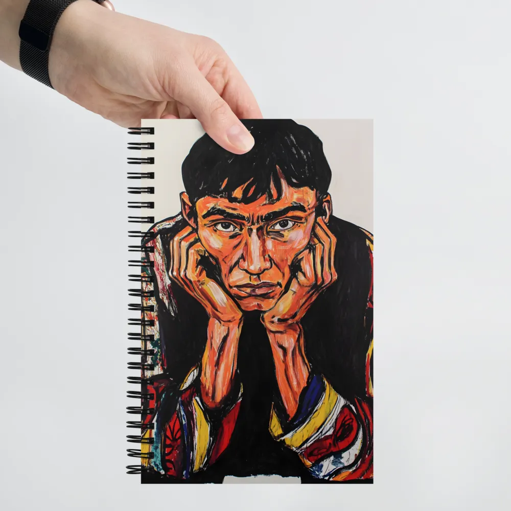 Contemplative Intensity: An Expressionist Portrait | Spiral Notebook