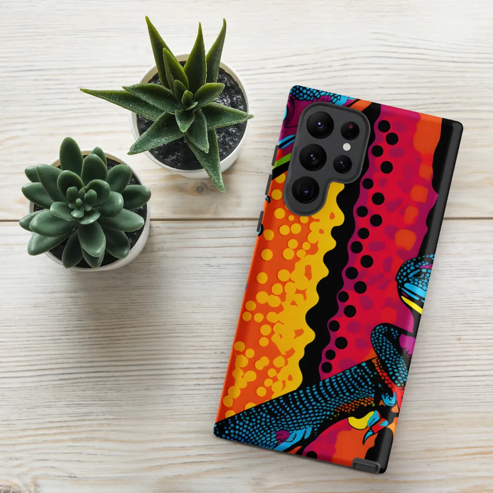 Colorful Encounters: The Playful Geckos | Phone Case |  S22 Ultra | Tough Case | Matte