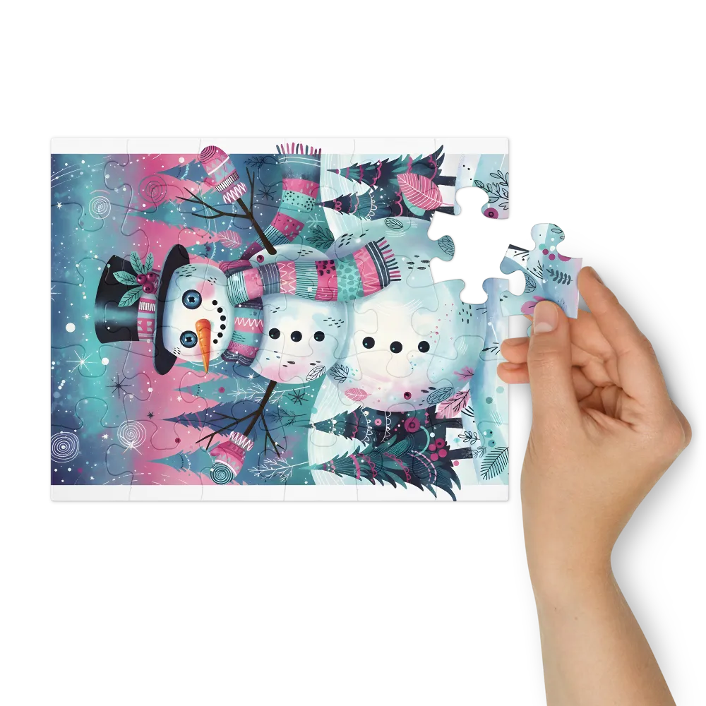 Starry Forest Snowman 
 Jigsaw Puzzle in Tin Box