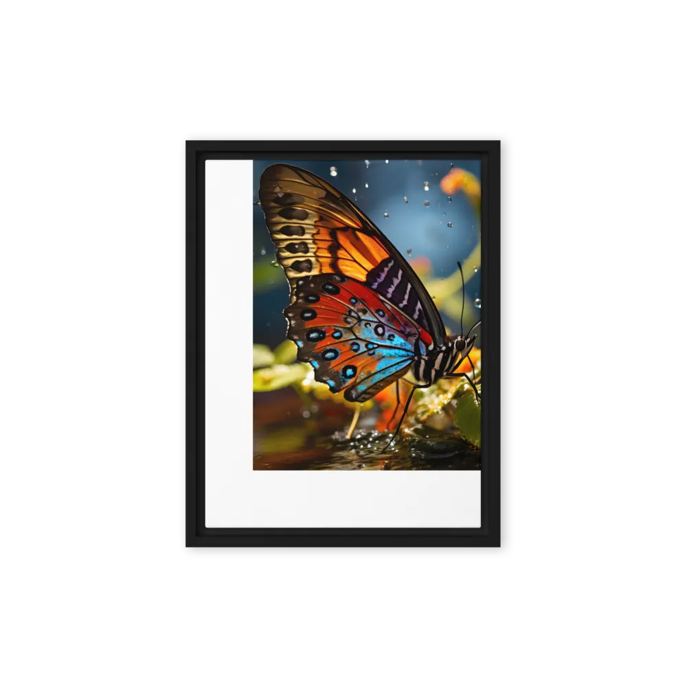 Dance of Colors: The Butterfly's Elegance | Canvas with Black Frame | 12″×16″