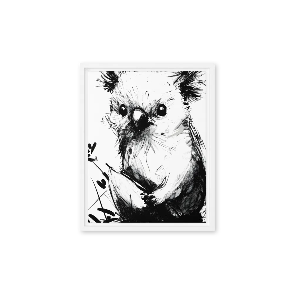Whimsical Koala in Ink | Canvas with White Frame | 11″×14″