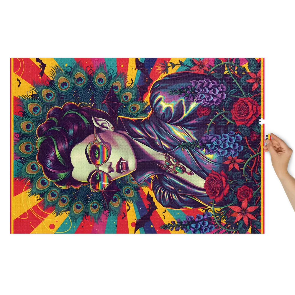 Peacock Halo Vampire 
 Jigsaw Puzzle in Tin Box