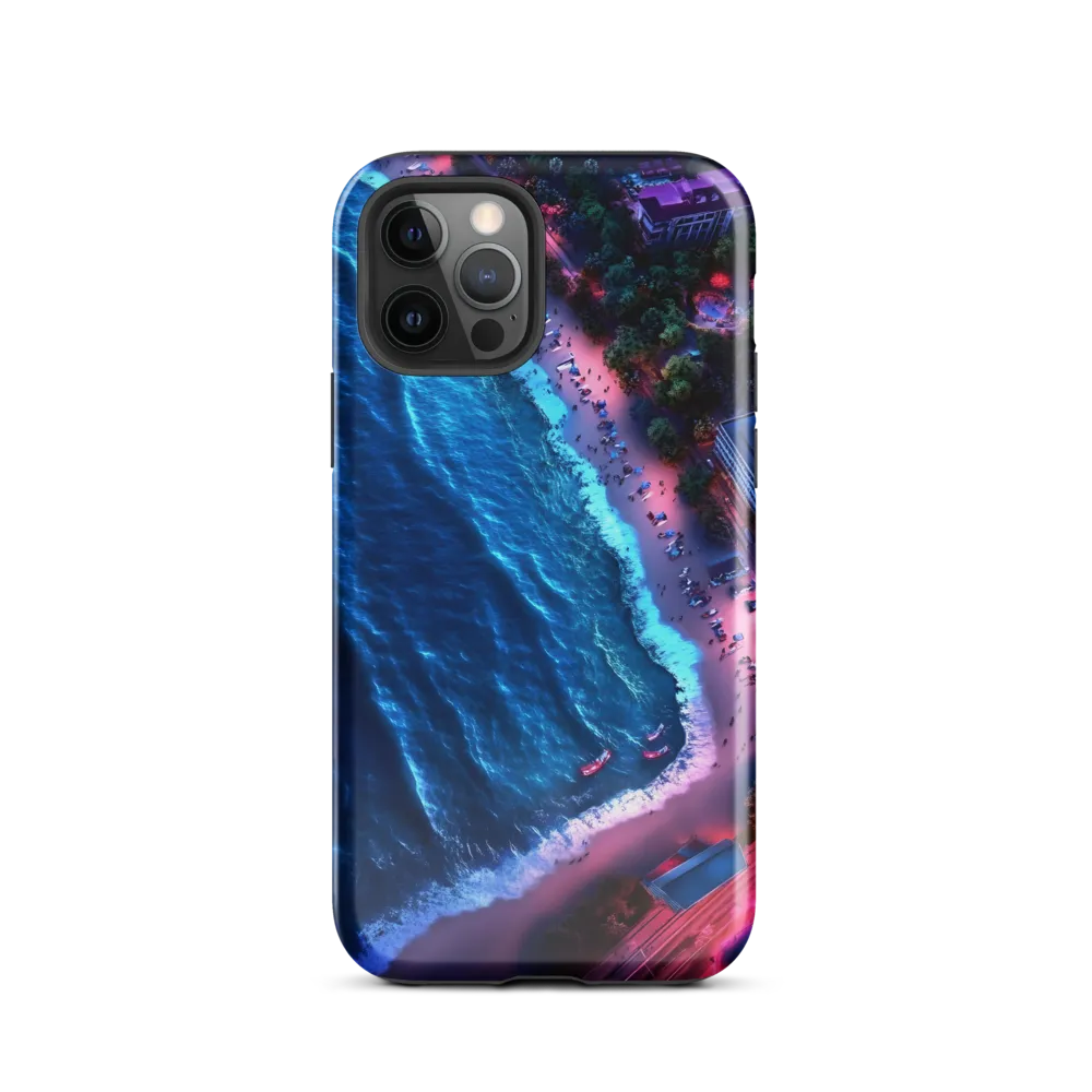 Twilight Reflections: A Serene Beach Aerial | Phone Case |  12 Pro | Tough Case | Glossy