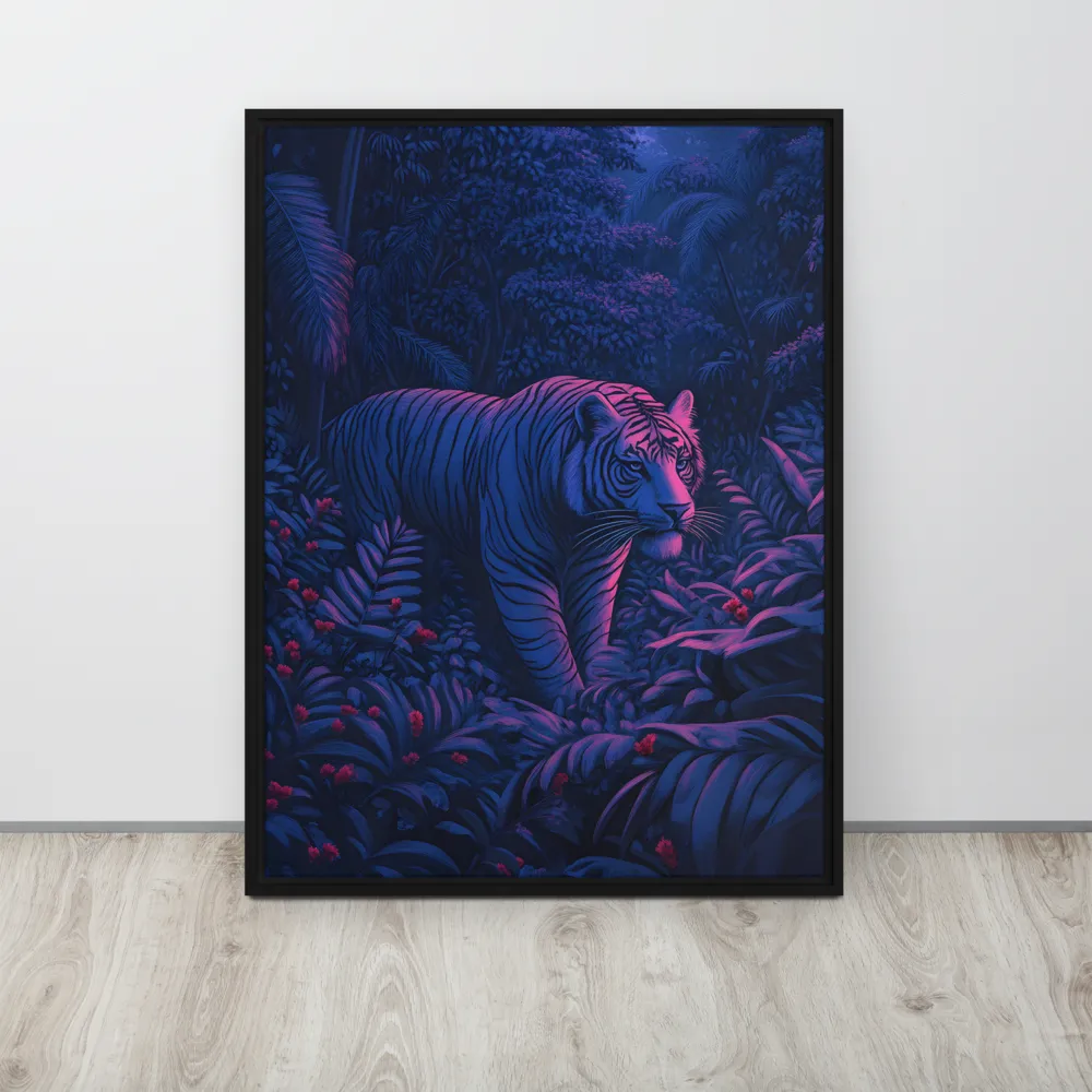Mystic Prowler: The White Tiger in the Jungle | Canvas with Black Frame | 24″×32″