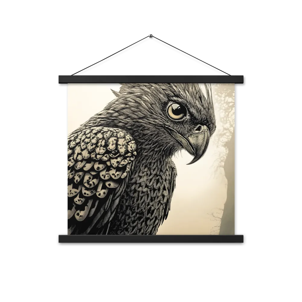 Majestic Owl in Detail | Poster With Black Wood Hanger | 18″×18″