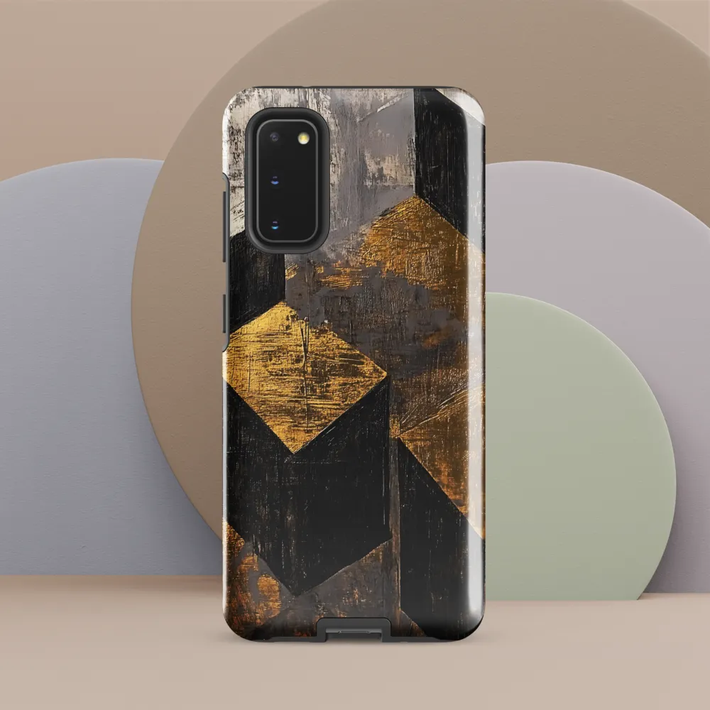 Geometric Harmony in Gold and Black | Phone Case |  S20 | Tough Case | Glossy
