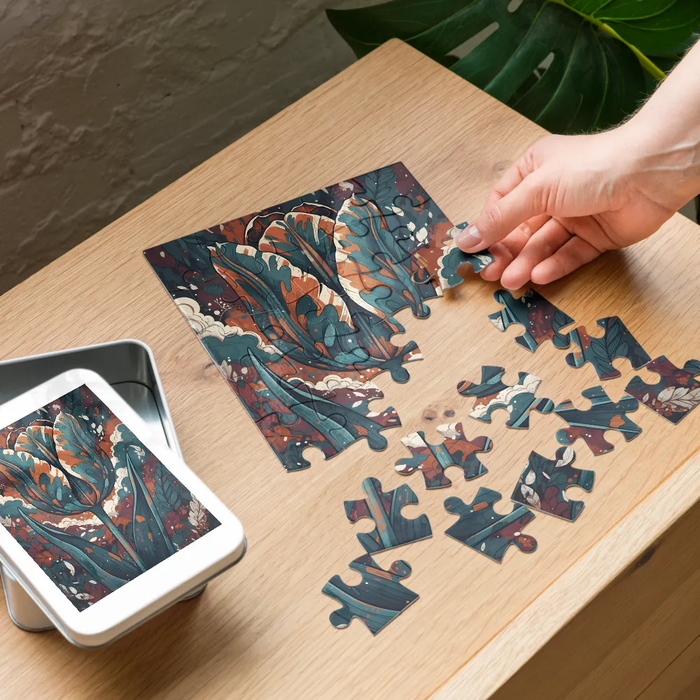 Marbled Tulip 
 Jigsaw Puzzle in Tin Box