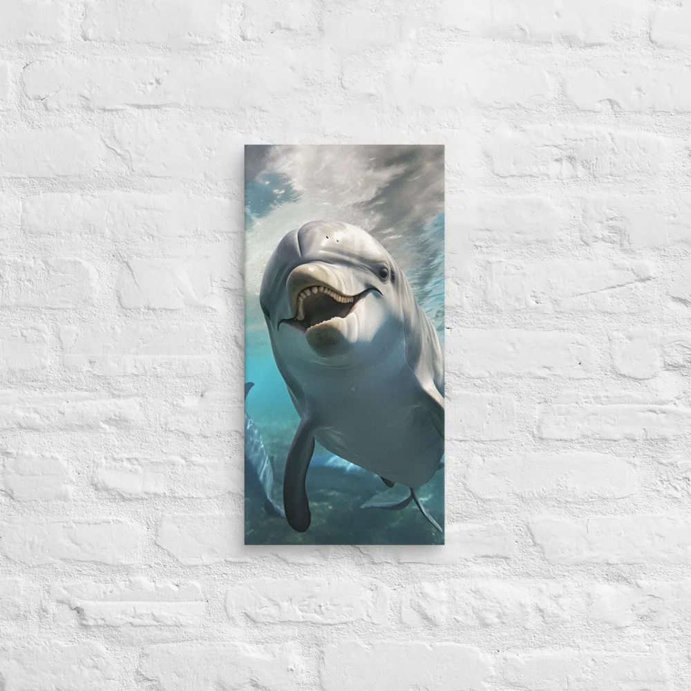 Beneath the Waves: A Dolphin's Dance | Canvas | 10″×20″