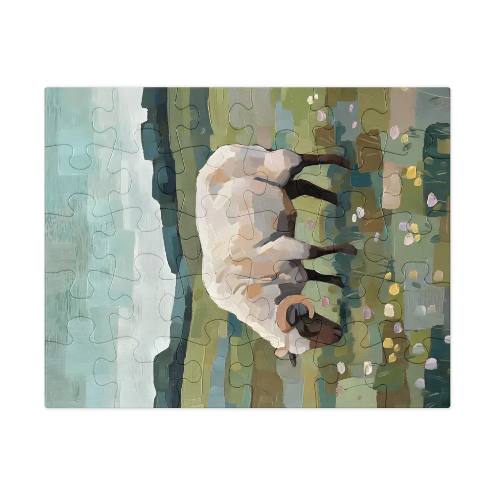 Grazing Sheep 
 Jigsaw Puzzle in Tin Box