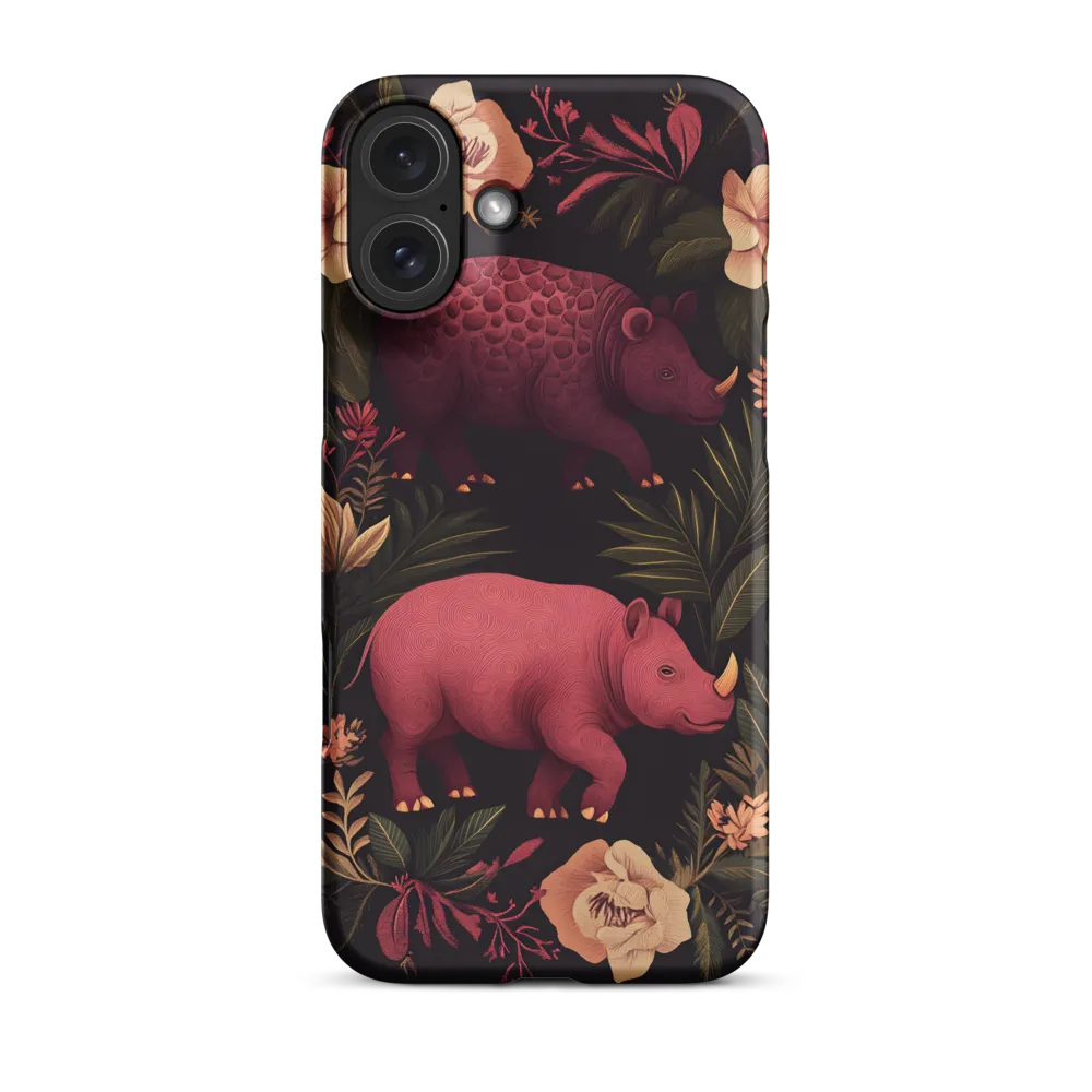 Rhinos in Floral Embrace