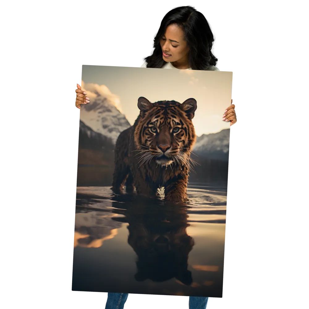 Majestic Reflection: The Tiger's Domain | Metal Print | 24″×36″