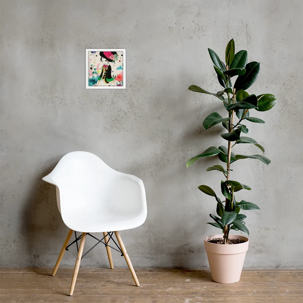 Whimsical Garden Reverie | Poster with White Frame | 10″×10″