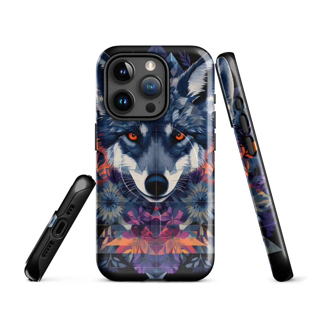 Mystical Wolf Amidst Floral Geometry