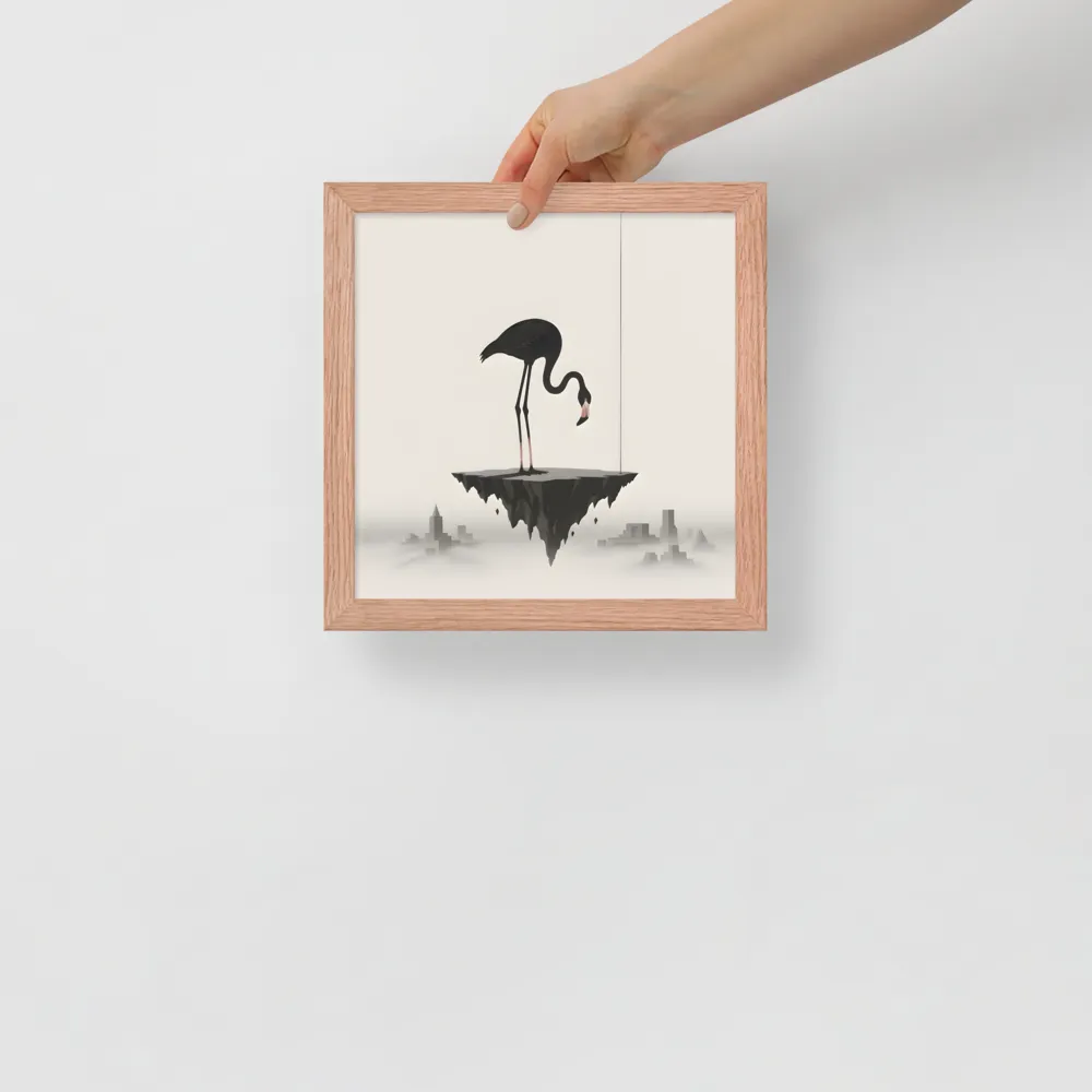 Floating Flamingo 
 Poster with Red oak Frame | 10″x 10″
