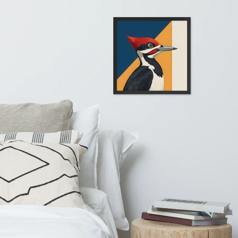 Red‑crested Woodpecker Study 
 Poster with Black Frame | 16″x 16″