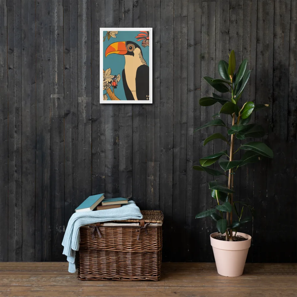 Tropical Majesty: The Toucan at Rest | Canvas with White Frame | 12″×18″