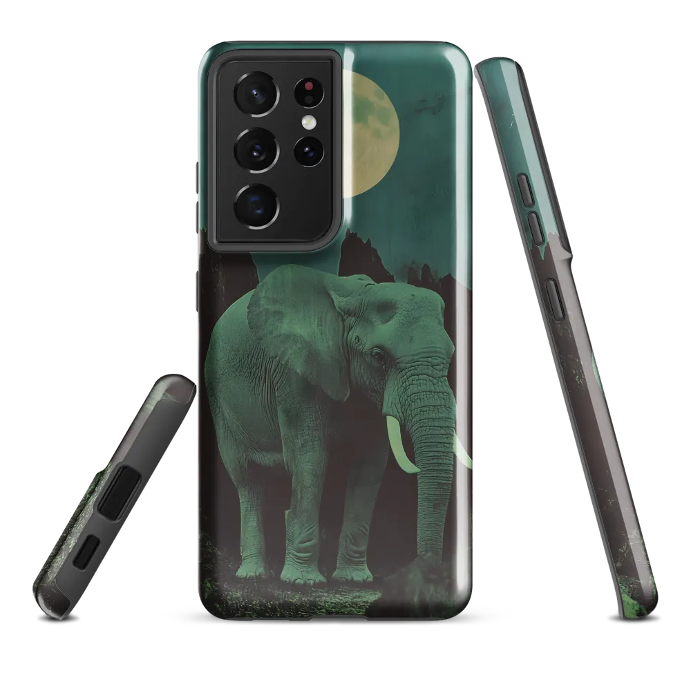 Ethereal Presence: Elephant Under a Full Moon