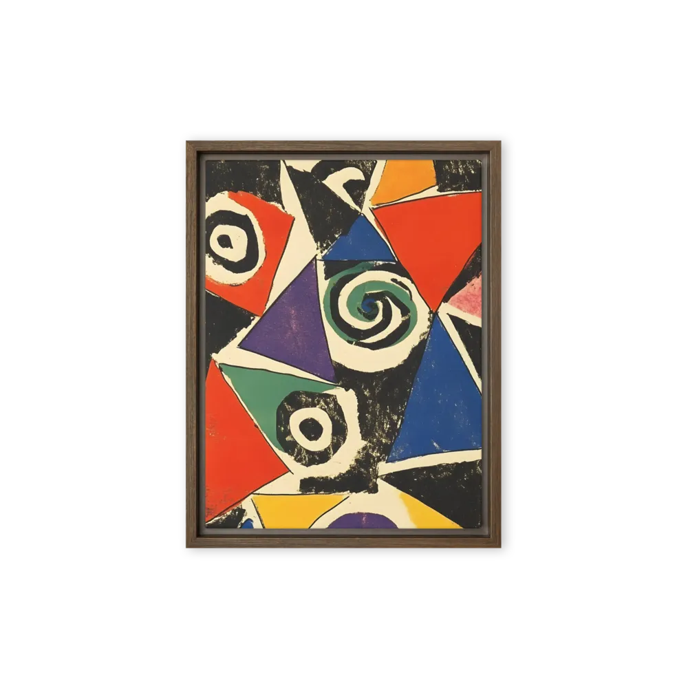 Dynamic Geometric Abstraction | Canvas with Brown Frame | 9″×12″