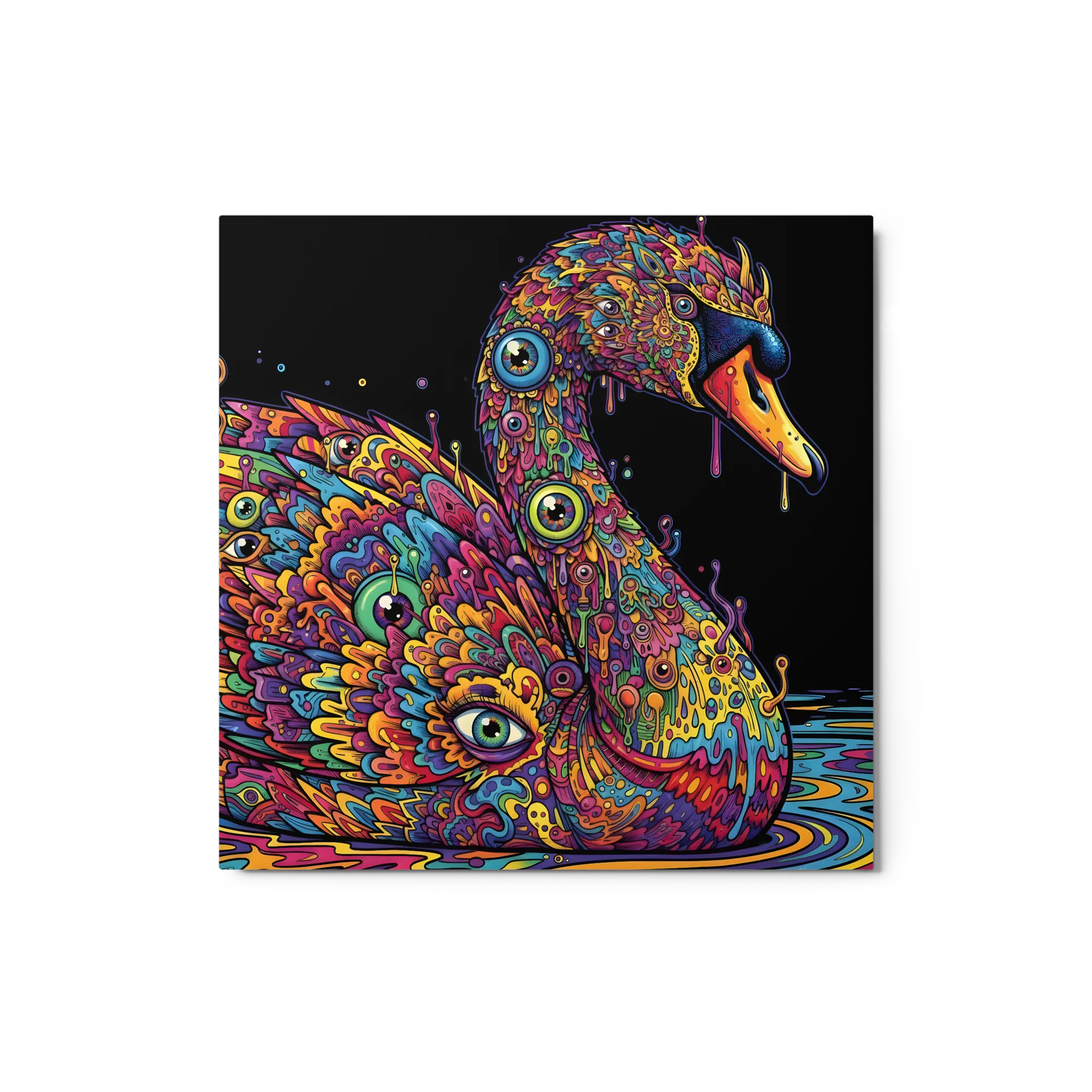 Psychedelic Swan 
 Metal Print | 12″x 12″
