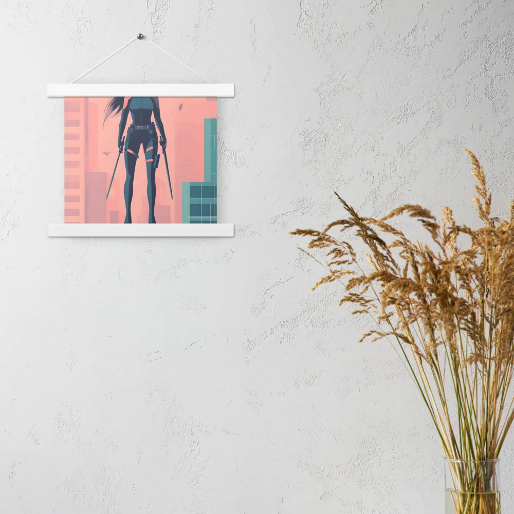 Urban Sentinel: A Warrior's Stand | Poster With White Wood Hanger | 10″×10″
